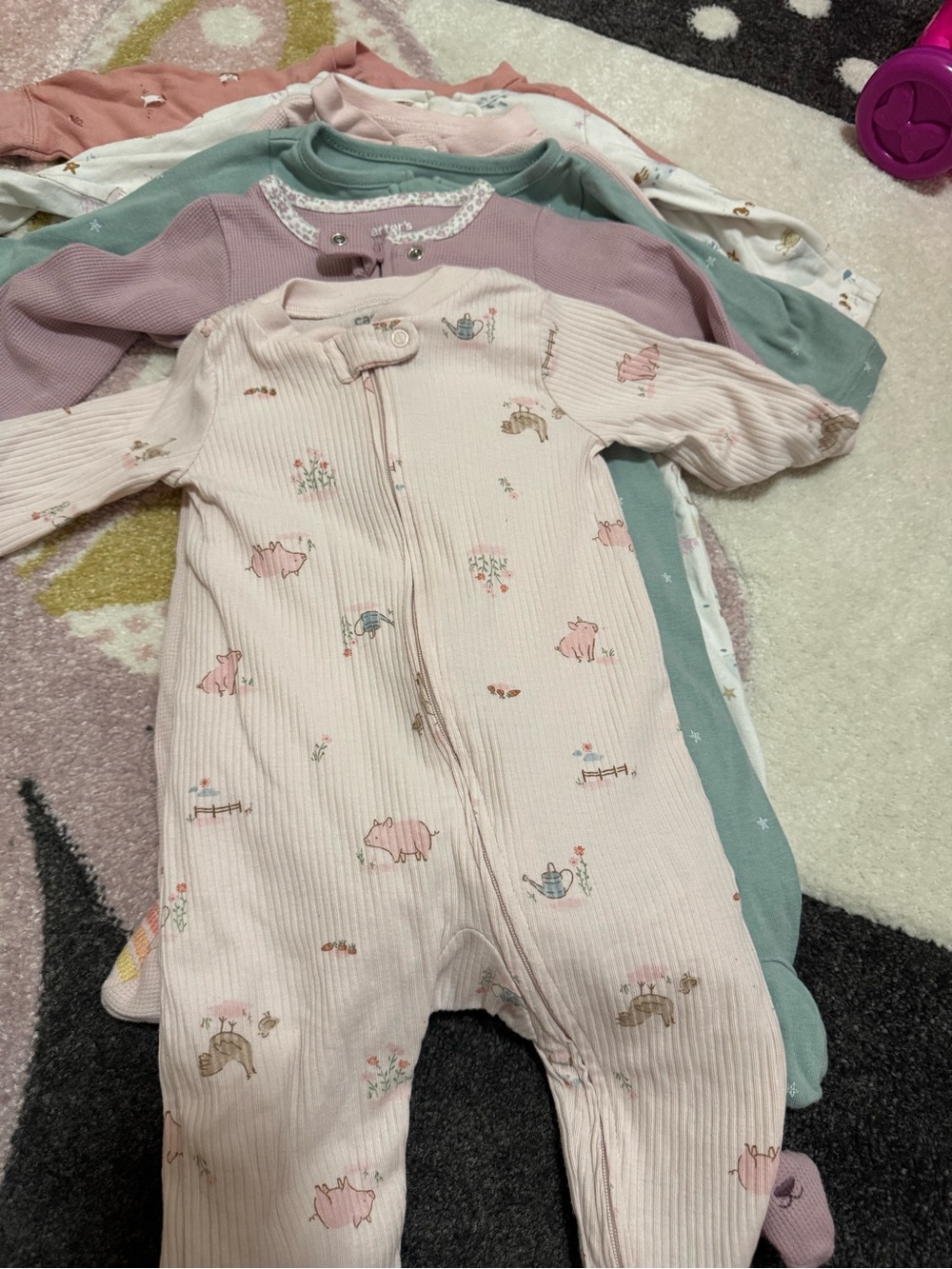 6 Carter's Footed pajamas girls